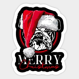 Funny Santa English Bulldog Merry Christmas dog British Bulldog Sticker